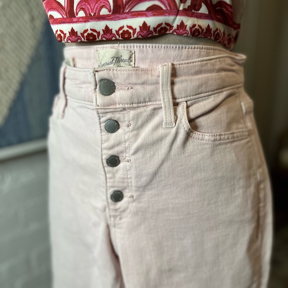 Universal Thread Pink High Rise Slim Straight Jeans - Picture 6 of 14